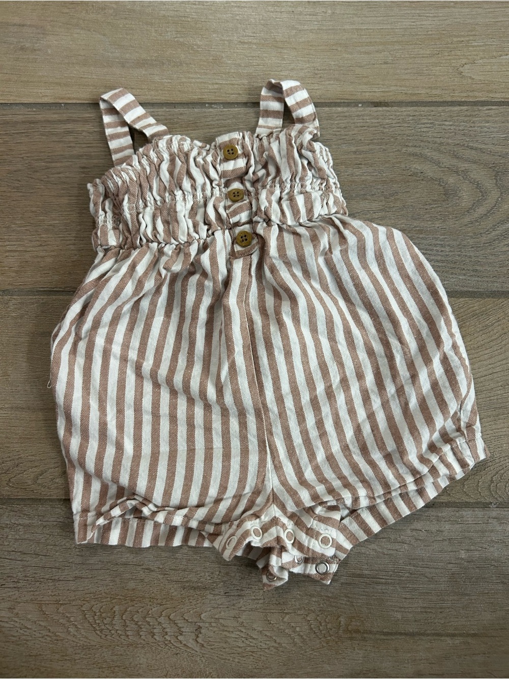 Carter’s Striped Tan and White Baby Romper
